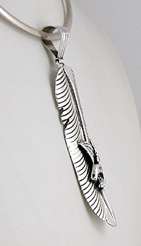 Authentic Native American sterling silver feather eagle pendant by Henry Attakai Navajo