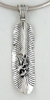 Authentic Native American Navajo Sterling Silver feather Pendant with eagle