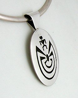 Authentic Native American sterling silver man in a maze pendant by Monica Van Riper Anglo