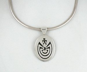 Authentic Native American sterling silver man in a maze pendant by Monica Van Riper Anglo