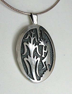 Authentic Native American Hopi sterling silver kokopelli pendant by Steven Sockyma