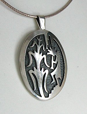 Steven Sockyma Hopi sterling silver overlay kokopelli and corn
