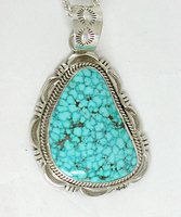 Authentic Native American Navajo Sterling Silver and Kingman Birdseye Turquoise pendant