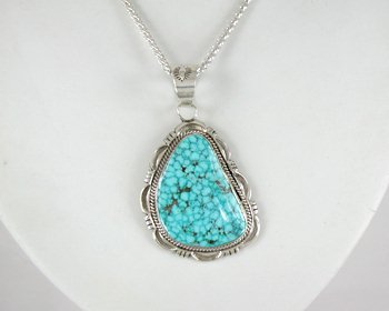 Authentic Native American Kingman Birdseye Turquoise Pendant by Cecil Atencio Navajo