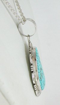 Authentic Native American Navajo Kingman Birdseye Turquoise Pendant by Cecil Atencio Navajo