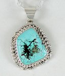 Authentic Native American Navajo Sterling Silver Pilot Mountain Turquoise pendant by Freddy Charley