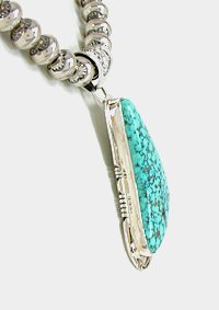 Authentic Native American Navajo Kingman Spiderweb Turquoise Pendant by Phillip Sanchez Navajo