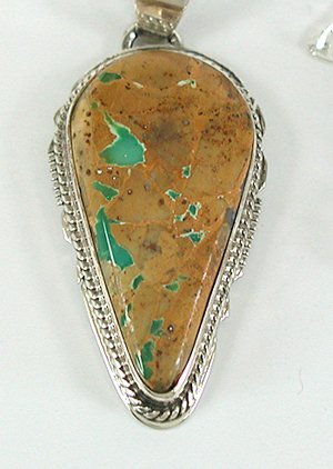 Authentic Native American Boulder Turquoise Pendant by Navajo Larson Lee