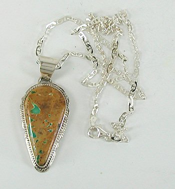 Authentic Native American Navajo Boulder Turquoise Pendant by Larson Lee