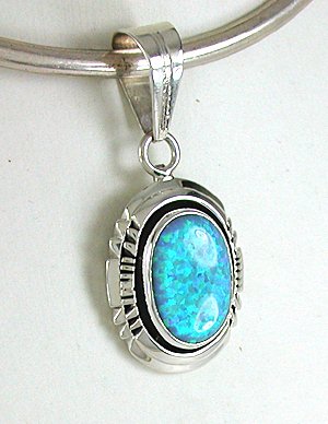 Authentic Native AmericanNavajo  Blue Opal Pendant by Running Bear Trading Company