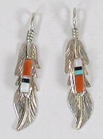 Navajo Sterling Silver and stone inlay feather pendant charms by Freddy Barney