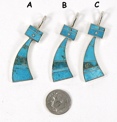 Authentic Native American Sterling Silver turquoise and Turquoise Inlay Pendant by Navajo artist Harold Smith