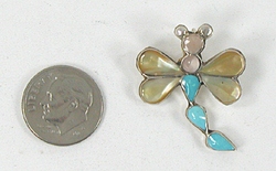 Sterling Silver  Dragonfly pendant with turquoise and mother of pearl