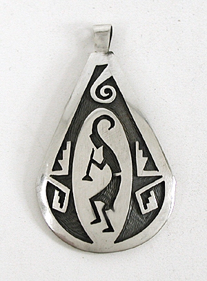 Authentic Native American Hopi sterling silver kokopelli pendant by Steven Sockyma