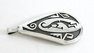 Authentic Native American Hopi sterling silver kokopelli pendant by Steven Sockyma