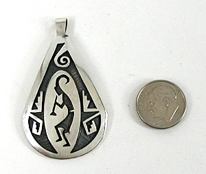 Authentic Native American Hopi sterling silver kokopelli pendant by Steven Sockyma