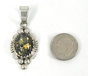 Authentic Native American Navajo Sterling Silver  Amber Pendant by Ervin Tsosie