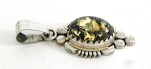 Authentic Native American Navajo Sterling Silver  Amber Pendant by Ervin Tsosie