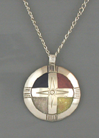 Authentic Native American Indian Four Directions Medicine Wheel Pendant by Lakota artisan Mitchell Zephier