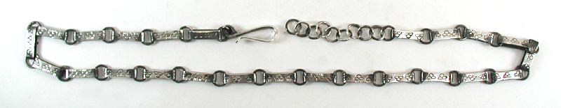 Authentic Native American Indian sterling silver hand pendant with turquoise stone and handmade chain by Santo Domingo artisan Javeri Coriz