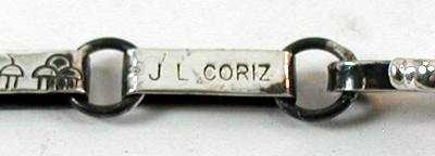 Authentic Native American Indian sterling silver hand pendant with turquoise stone and handmade chain by Santo Domingo artisan Javeri Coriz