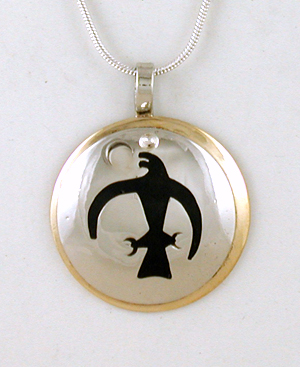 Authentic Native American Indian Eagle Shield Pendant by Lakota artisan Mitchell Zephier