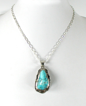 Authentic Native American Indian sterling silver turquoise pendant by Navajo silversmith Joe Piaso, Jr.