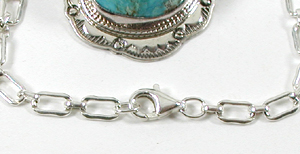 Authentic Native American Indian sterling silver turquoise pendant by Navajo silversmith Joe Piaso, Jr.