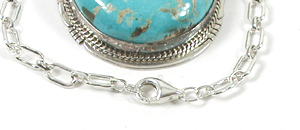 Authentic Native American Indian sterling silver turquoise pendant by Navajo silversmith Lester Jackson