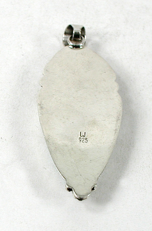 Authentic Native American Indian sterling silver turquoise pendant by Navajo silversmith Lester Jackson