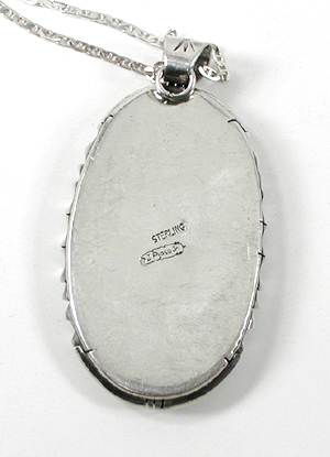 Authentic Native American Indian sterling silver turquoise pendant by Navajo silversmith Joe Piaso, Jr.