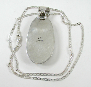 Authentic Native American Indian sterling silver turquoise Necklace by Navajo silversmith Lyle Piaso