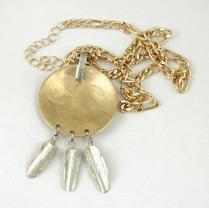 Authentic Native American Indian Horse and Star Pendant with Feather Dangles and adjustable chain by Lakota artisan Mitchell Zephier