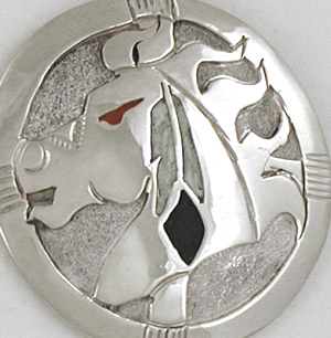 Authentic Native American Indian Spirit Horse Pendant with adjustable chain by Lakota artisan Mitchell Zephier