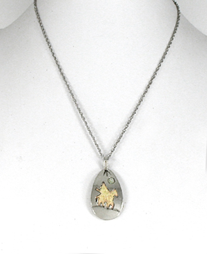 Authentic Native American Indian Night Rider Pendant with adjustable chain by Lakota artisan Mitchell Zephier