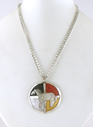 Authentic Native American Indian Appy Horse with Medicine Wheel Pendant and chain by Lakota Visions artisan Mitchell Zephier
