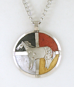 Authentic Native American Indian Appy Horse with Medicine Wheel Pendant and chain by Lakota Visions artisan Mitchell Zephier