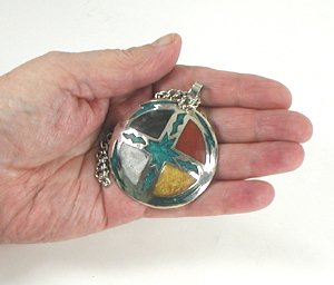 Authentic Native American Indian Medicine Wheel Pendant with chain by Lakota artisan Mitchell Zephier