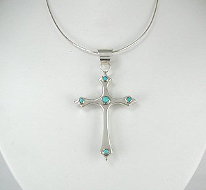 Hand made Native American Indian Jewelry; Navajo Sterling Silver cross pendant