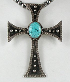 Sterling Silver Native American Navajo cross pin  pendant