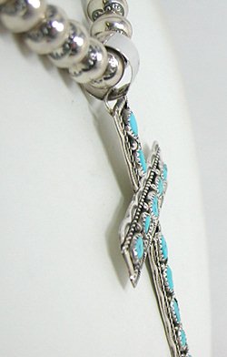 Authentic Navajo sterling silver Turquoise Cross pendant by David Begay