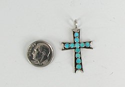 Authentic Native American Zuni Sterling Silver Cross Pendant