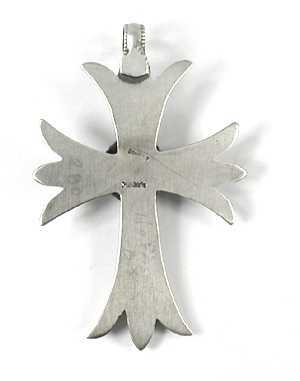 Authentic Native American Sterling Silver and Turquoise Cross pendant by Navajo Harrison Bitsui