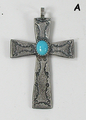 sterling silver and turquoise cross pendant 
