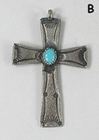 sterling silver and turquoise cross pendant 