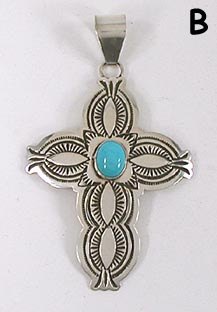 Authentic Native American Sterling Silver Cross pendant by Navajo Arnold Blackgoat