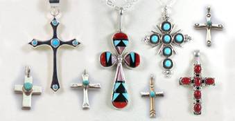 Sterling Silver Native American Zuni Turquoise cross pendant