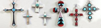 Sterling Silver Native American Zuni Turquoise cross pendant
