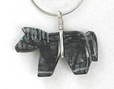 Navajo Horse Sterling Silver and stone horse fetish Pendant