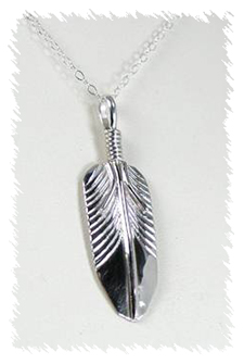 Hand made Native American Indian Jewelry; Navajo Sterling Silver Feather